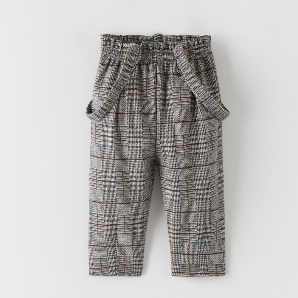 Zara Suspender Plaid Pants